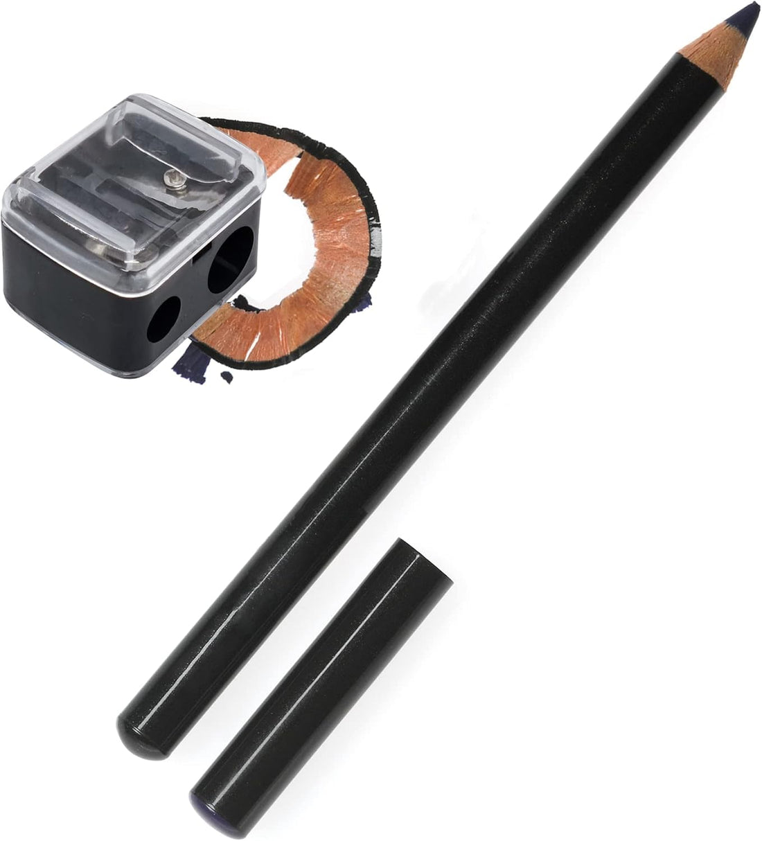 Makeup Pencil Sharpener with Cap and Double Hole, Used for Eyeliner, Lip Pencil, Eyebrow Pencil, Mini Pocket Accessory Sharpener, Black