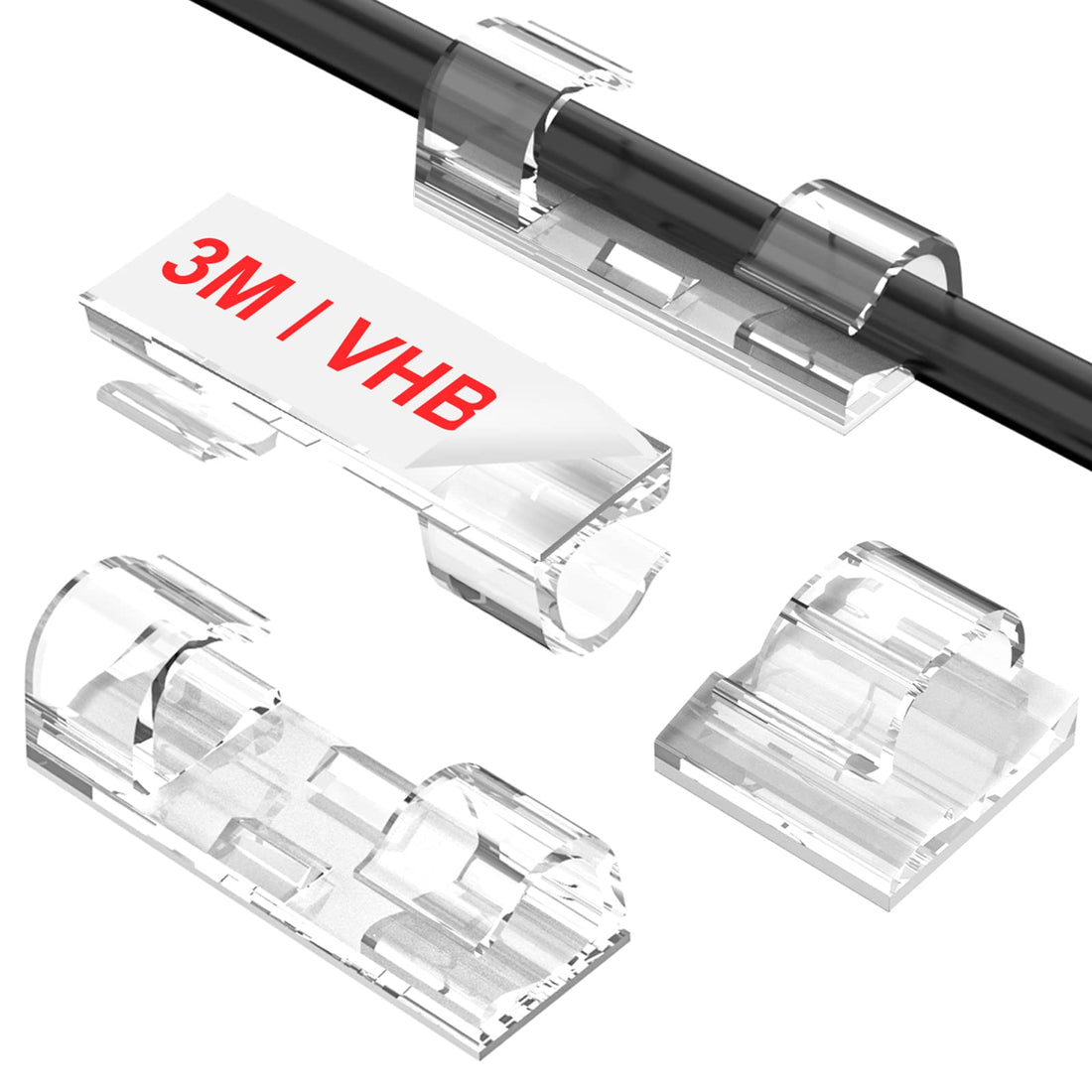 Adhesive Cable Clips Clear (40PCS, M), Upgraded Wire Holders for Wall, Strong Cord Organizer Under Desk, Car, PC, Christmas Light Indoor/Our