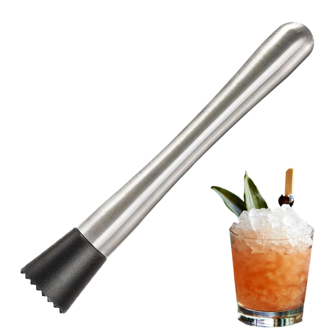 ZNDFTW Muddler, Cocktail Muddler, Stainless Steel Cocktail Shaker Set Fruit Mixer Bartending Tool Home Bar Tool Set for Crushing Ice Cubes Mashing Fruits Milk Tea Lemon Smasher Making Food