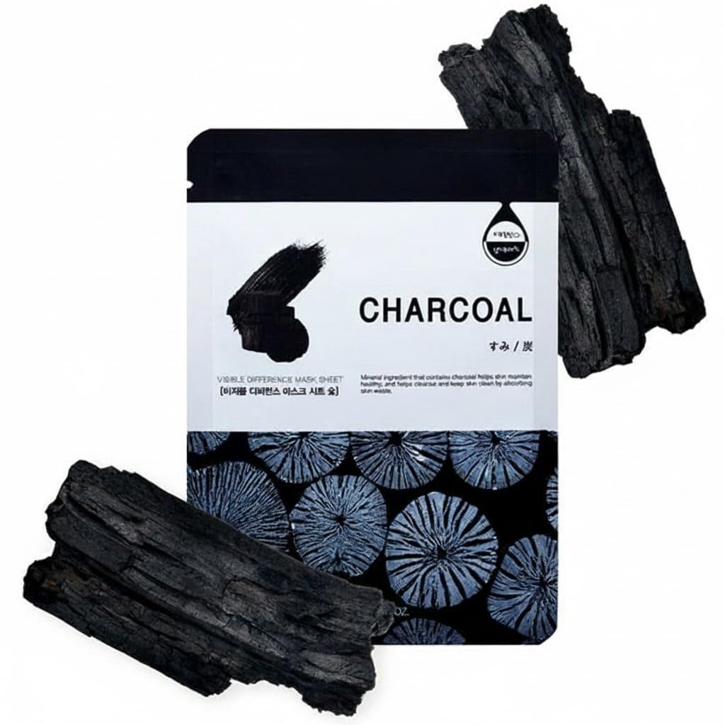 Charcoal Sheet Mask, Daily Face Mask with Salicylic Acid and Tea Tree Oil and Tighten Skin, Beauty Favorite, 1-Pack