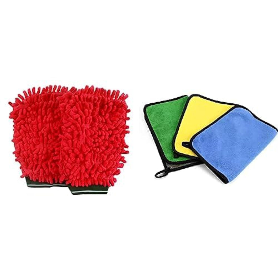 Car Wash or Kitchen Cleaning Gloves Double Sided Scratch Free Washing Glove Car Washing Gloves With Super Meitt Microfiber + 4Pcs Micro Fiber Towel 30cmx40cm