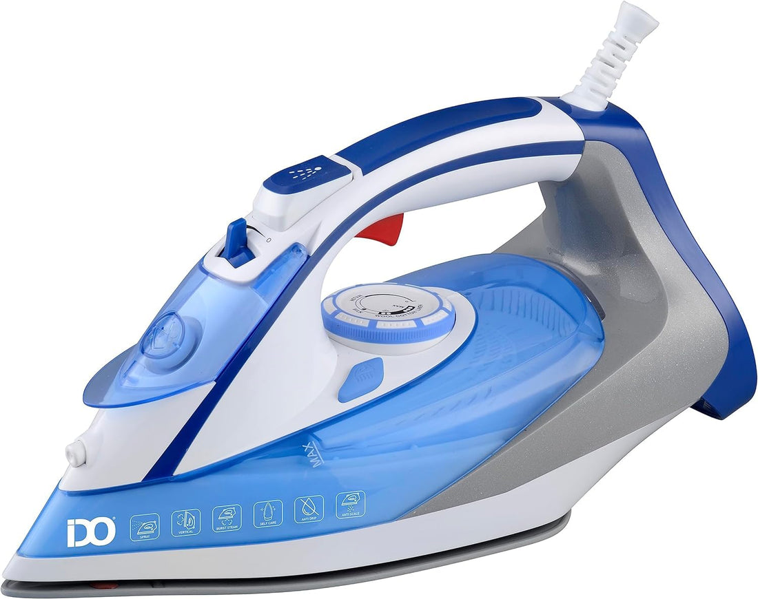 IDO Steam Iron Ceramic 2400 W Blue Grey - 260 ml water tank -SI2400-BGY