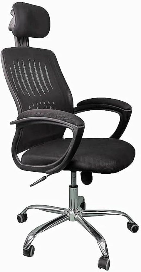 Premium Swivel Office Chair with Adjustable Headrest and Mesh Back and Strong Metal Star - Market Misr (Black, Boss Chair)