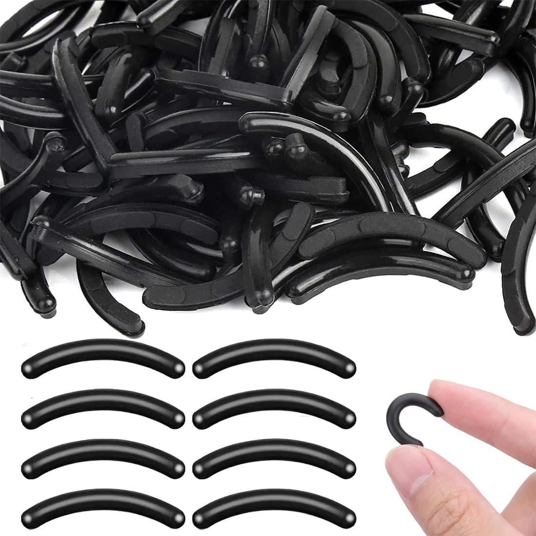 50pcs Silicone Eyelash Curler Refills, Eyelash Curler Cushion Replacement Compatible with Various Eyelash Curling Tools