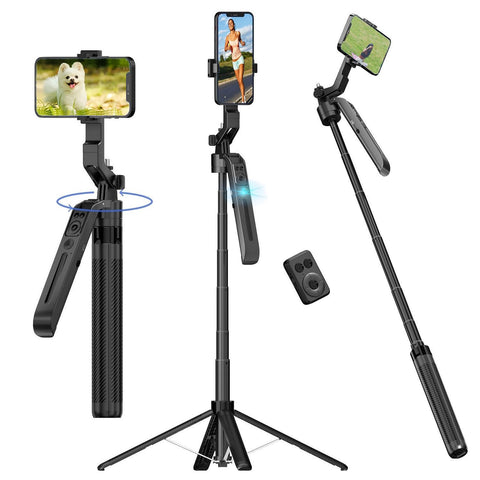 Auto Face Tracking Selfie Stick Tripod for iPhone, 360° Rotation Phone Tripod Stand with Remote, 71'' Phone Camera Tripods Stand iPhone Holder for Content Creator Tiktok Vlog Video Recording