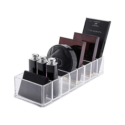 OFRANK Clear Acrylic Compact Organizer Blushes Highlighters Eyeshadow Makeup Organizer, 8 Spaces