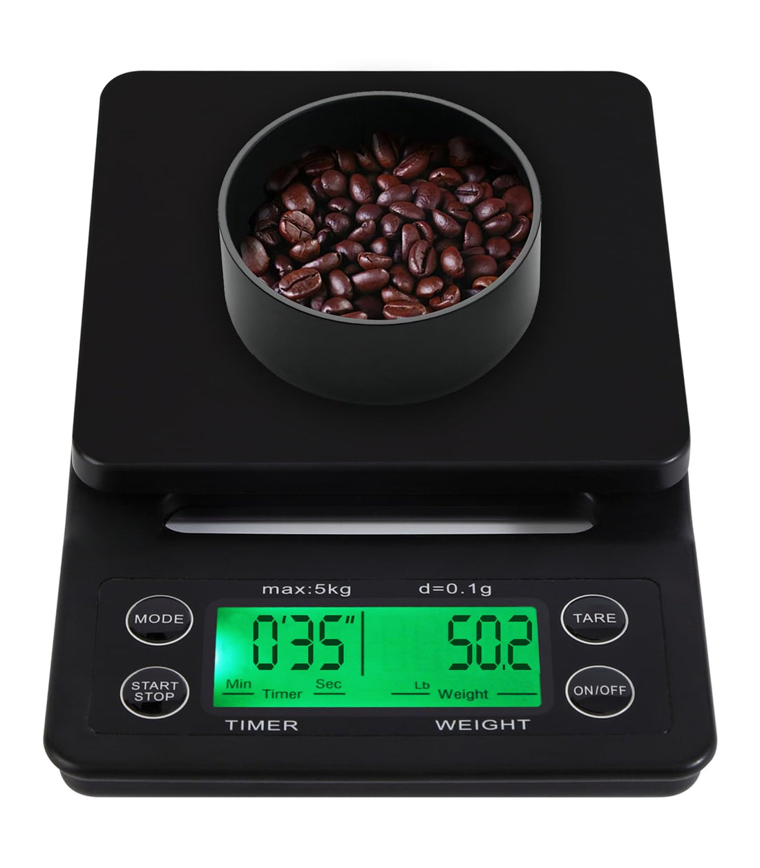 BASECENT Coffee Scale with Timer - 11lb/5kg Capacity, 0.1g Accuracy, Kitchen Scale with Countdown and Clockwise Timer, Espresso Scale with Timer for Pour Over, Espresso, Baking, and Jewelry