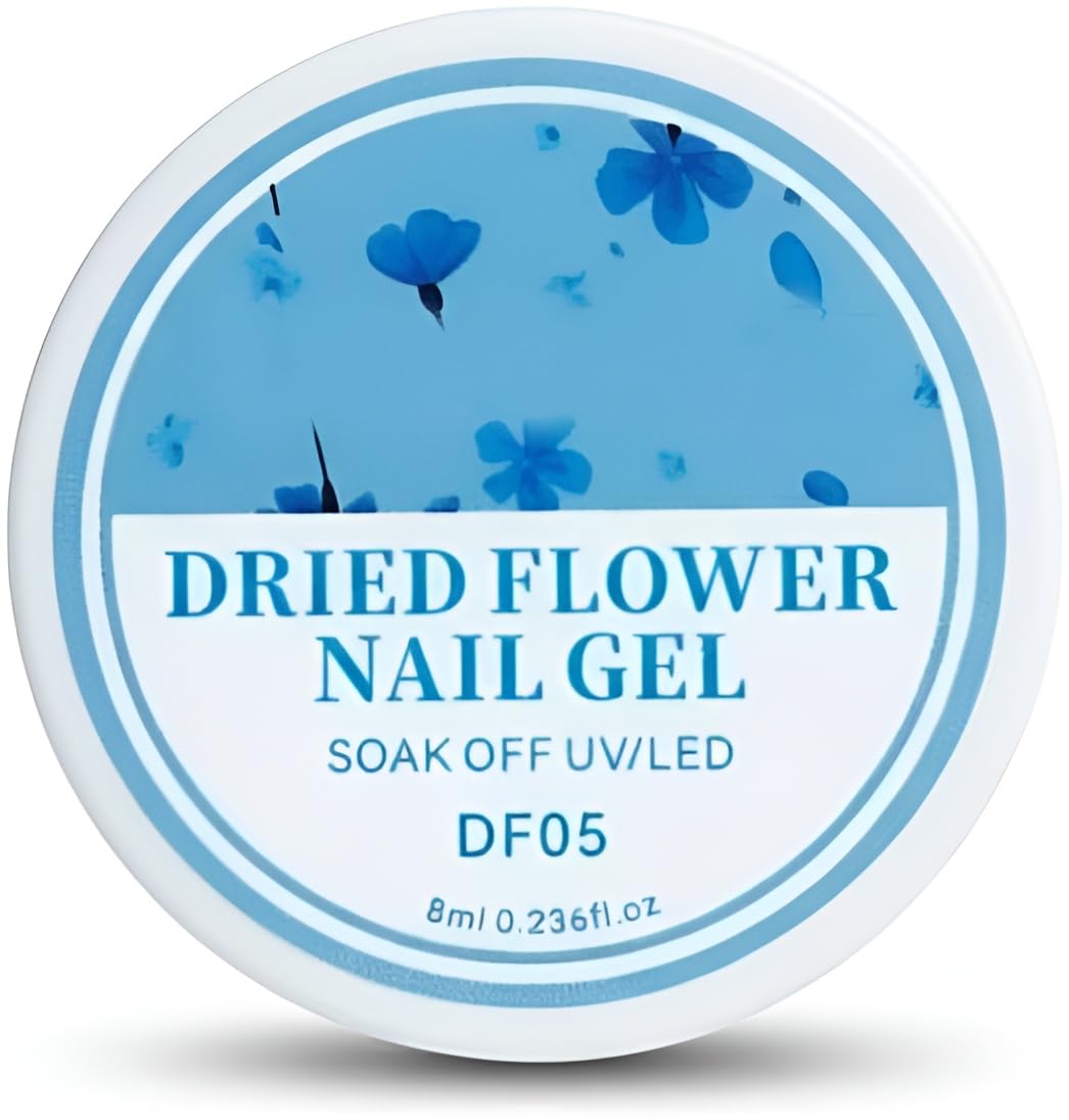 8ml Dried Flower Design Nail Polish, Spring Summer Flower Nail Art, Soak Off UV LED Nail Varnish for Salon & Home Manicure, Glossy Finish (DF05)