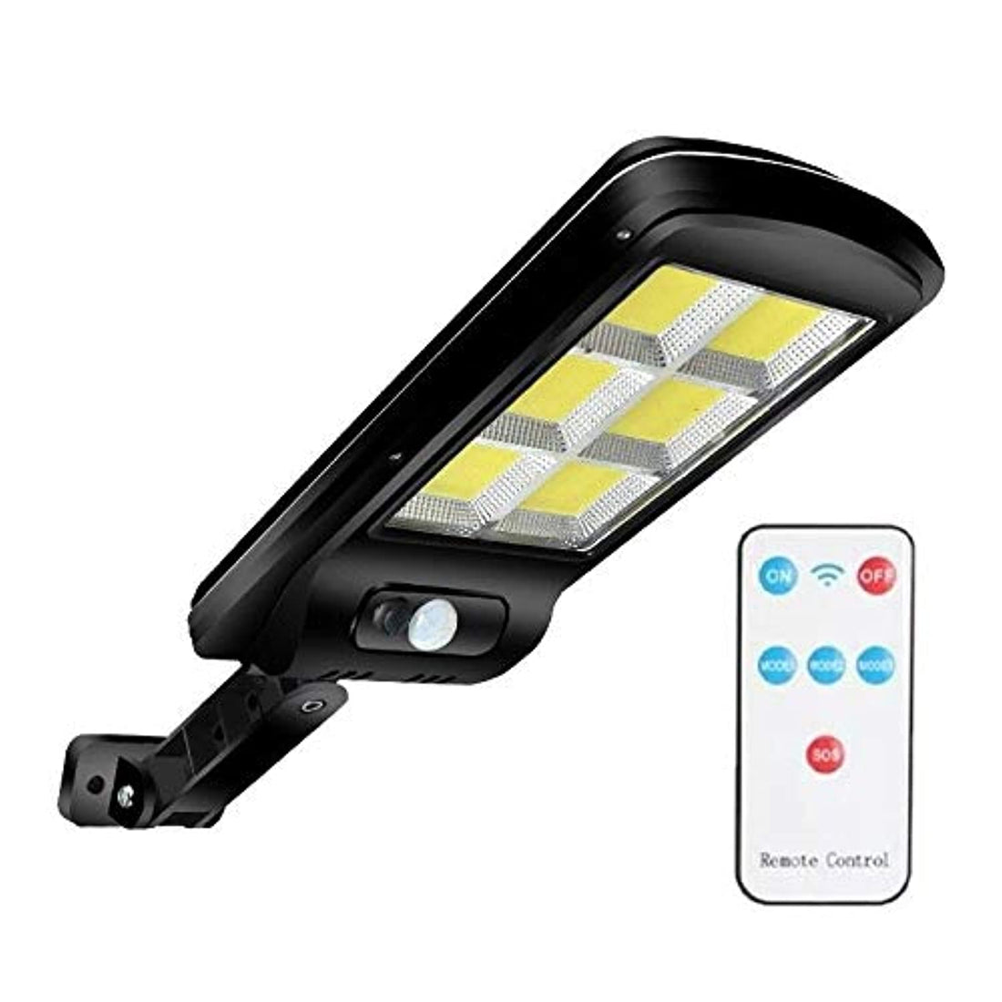 Solar Induction Street Lamp with Motion Sensor, 2-Lighting Levels, and a Remote Control in 3-Operating Modes