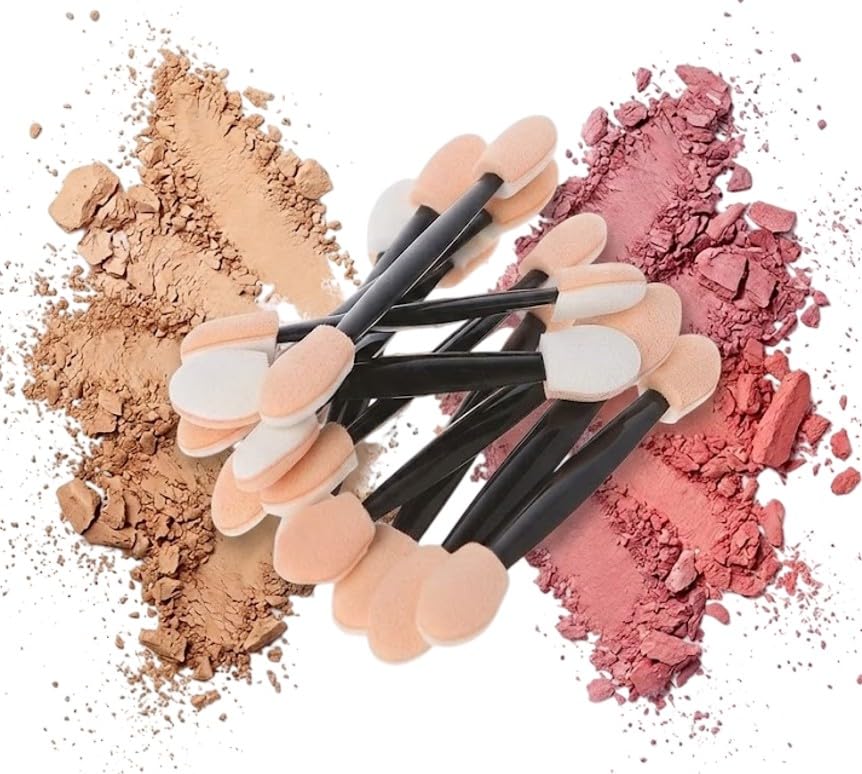 10 Pcs Disposable Eyeshadow Brush, Disposable Eye Shadow Brush Double Sided Sponge Applicator Makeup Oval -r Eyes Applicators Available Finished Sponge