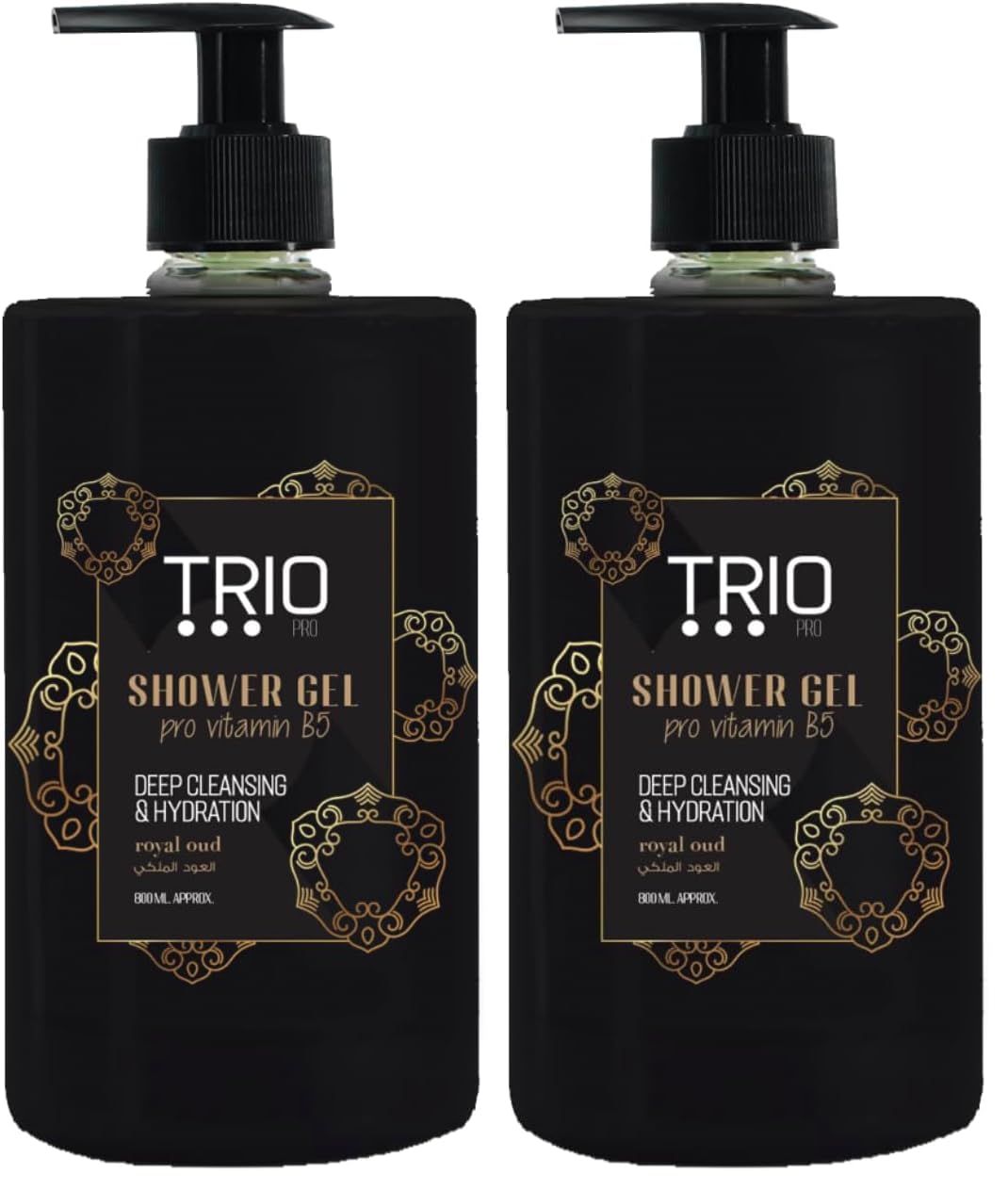 Trio Pro Shower Gel Oud Royal with Vitamin 5B Cleaning and Moisturizing 800ml (Pack of 2)