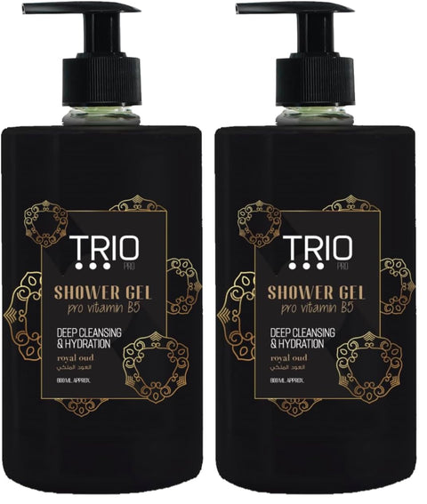 Trio Pro Shower Gel Oud Royal with Vitamin 5B Cleaning and Moisturizing 800ml (Pack of 2)