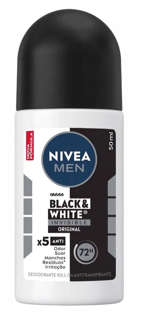 NIVEA 48h Roll on Black and White Anti Perspirant Invisible Deodorant (50ml)