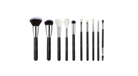 Glamantina Makeup Brush Set, 10 Pieces, Synthetic Soft Bristles, for Face and Eyes, Cruelty Free