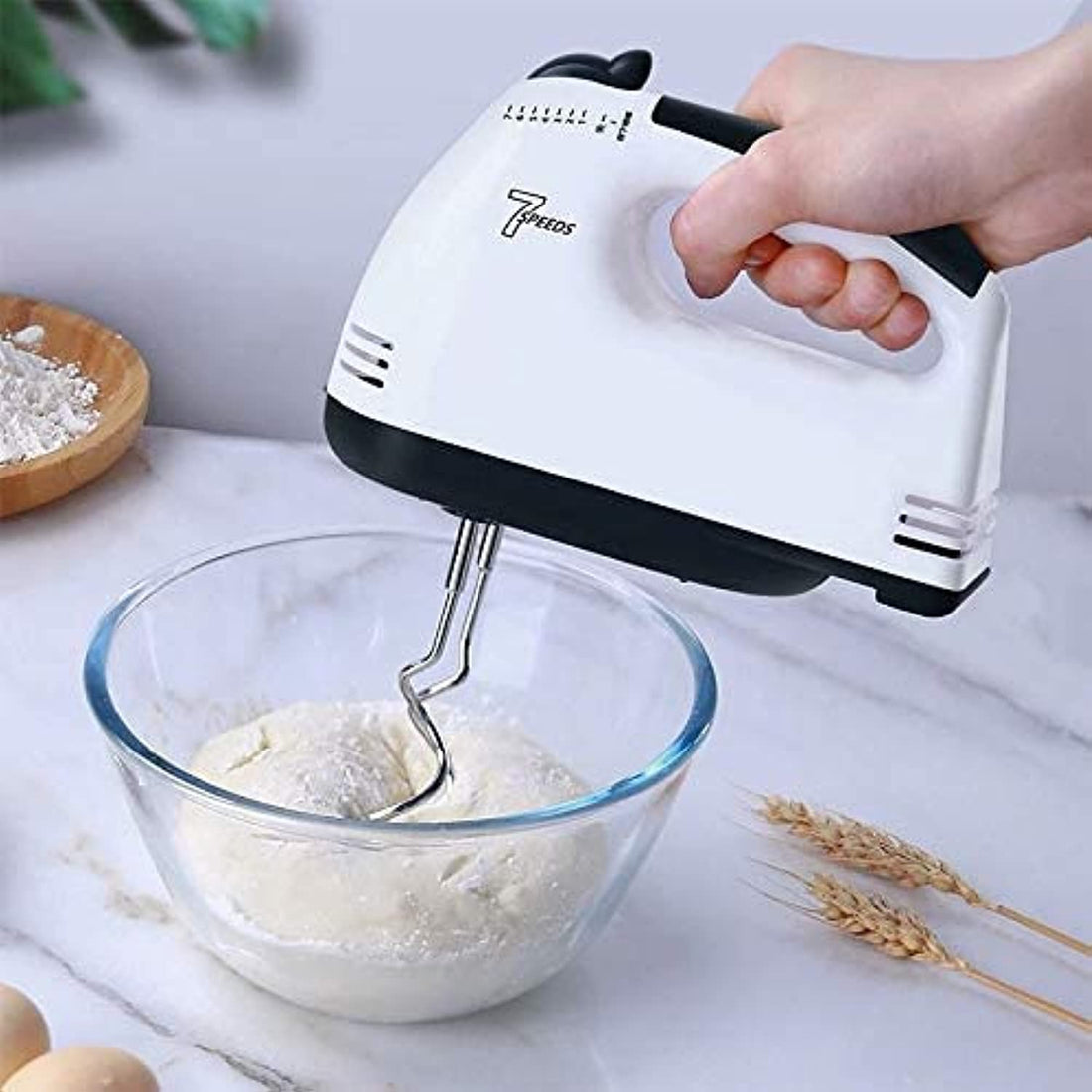KBZONE Hand Mixer Blender for Cake, Egg Beater Machine Cream Electric Hand Blender for Cake Mixing Whipping Machine Hand Beater for Cake Blender with 7 Speed