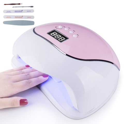 LED UV Nail Lamp,120W UV LED Nail Dryer with 4 Timers Curing Gel Features, 36 pcs Dual Light Source Beads, Large LCD Screen, Detachable Base, Gel Varnish-Pinks,suitable for Salon and Home