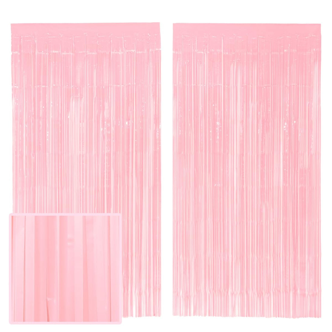 Wonka xo, Fetti Party Decorations Matte Pastel Pink Fringe Foil Curtain - Set of 2 | Bachelorette, Bridal Shower, Backdrop, Wedding, Birthday, Photo Booth