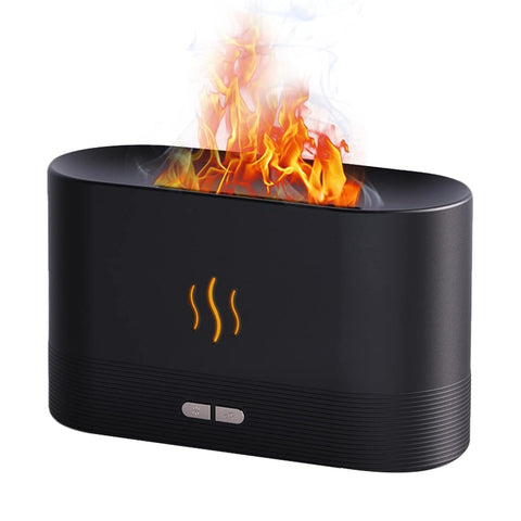 Eacam Ipega Simulation Flame Mist Humidifier, 2 Brightness Night Light Quiet Cool Desktop USB Humidifier Aromatherapy Essential Oil Diffuser for Home Office Bedroom Baby Room Auto-off