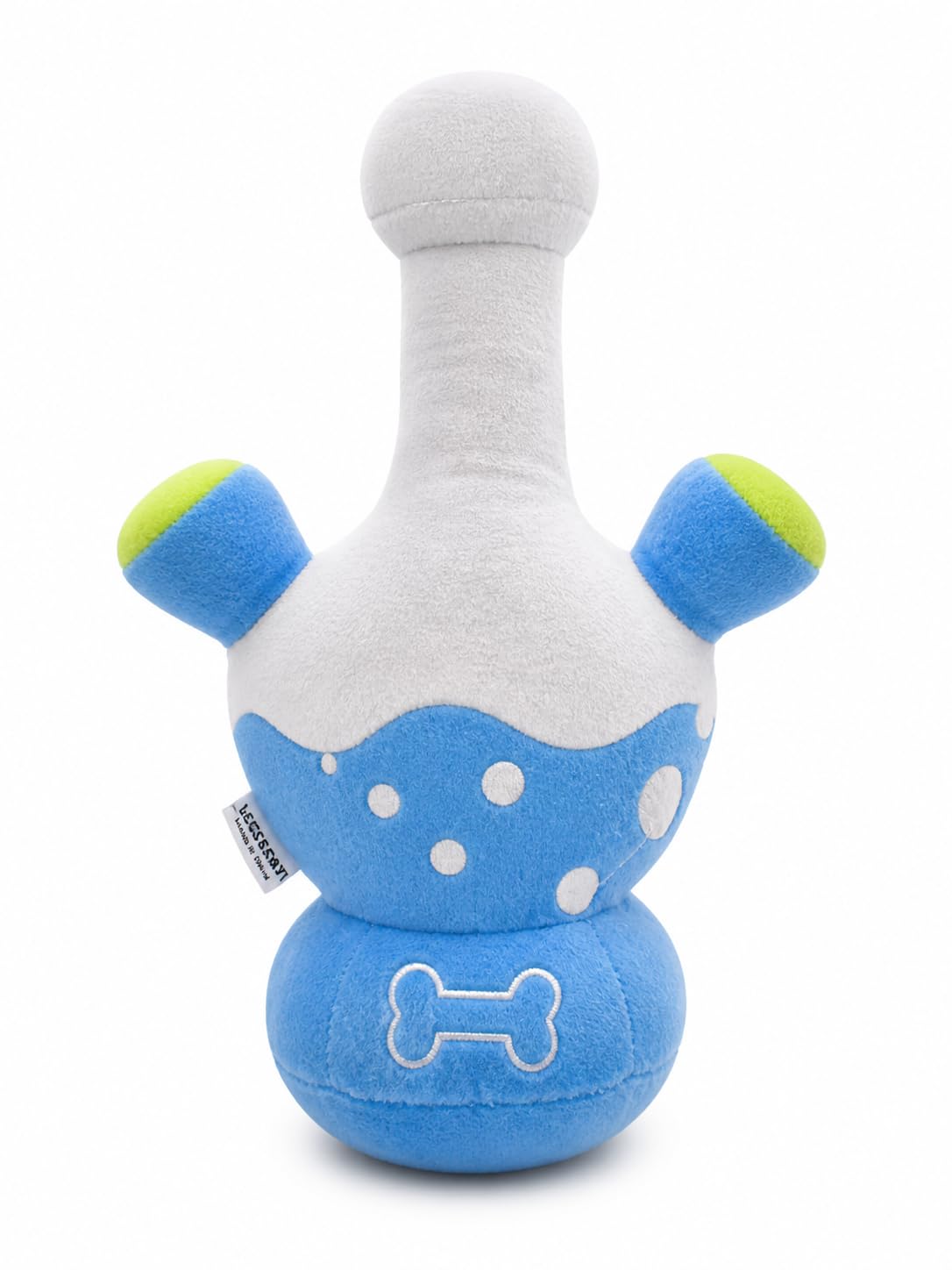 Hookah Shaped Pet Toy, Blue and White, Soft Interactive Dog Toy with Embroidered Bone Detail