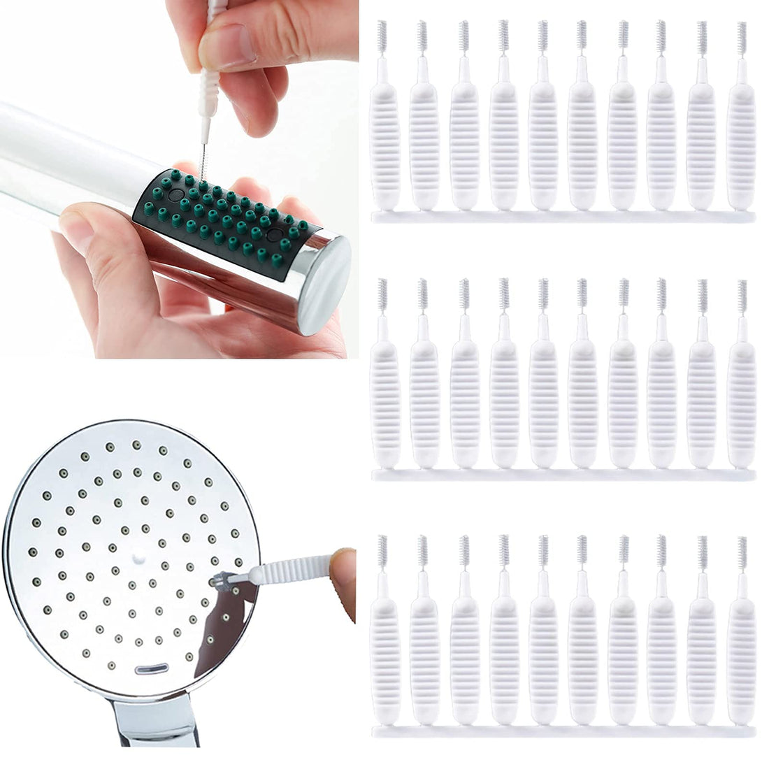 KASTWAVE Shower Nozzle Cleaning Brush, Anti-Clogging Nylon Brush for Bathroom Gap Hole Cleaning - Household Accessories (30PCS)