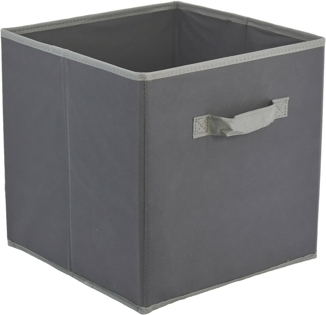 Circle M Foldable Square Canvas Storage Bins – Large 30x30x30 cm, Collapsible Fabric Cubes, Multipurpose Organizer for Toys, Clothes, Magazines, Nursery & Craft Supplies (Grey)
