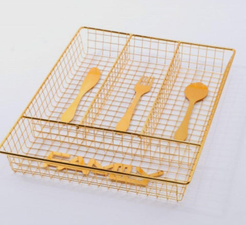 Dollar for Improt Stainless Gold Spoon Drawer Organizer - Kitchen Drawer Organizer - Size 27 * 34cm - Kitchen Organizer - Easy to Use - Chic and Practical - Perfect for Organizing Tools - Generic