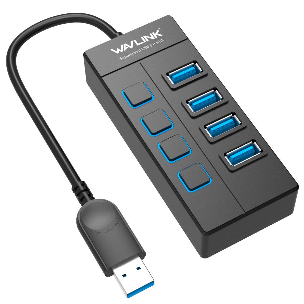Wavlink 4 Port USB 3.0 Hub with Individual Power Switches and LEDs