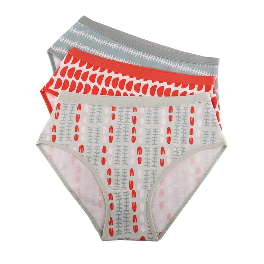 milk Pack Of 3 Brief Printed Undies Solo For Women XXX-Large Red/Grey