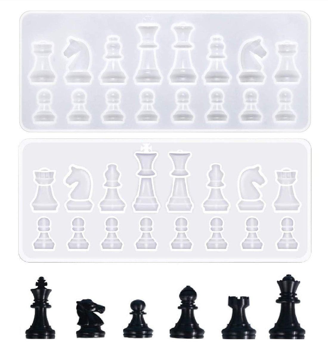 Chess Resin Molds Kit by Garloy,2 Pcs 3D Silicone Molds for Epoxy Resin.The Epoxy Resin Mold Supplies is Very Suitable for DIY Jewelry Resin Casting