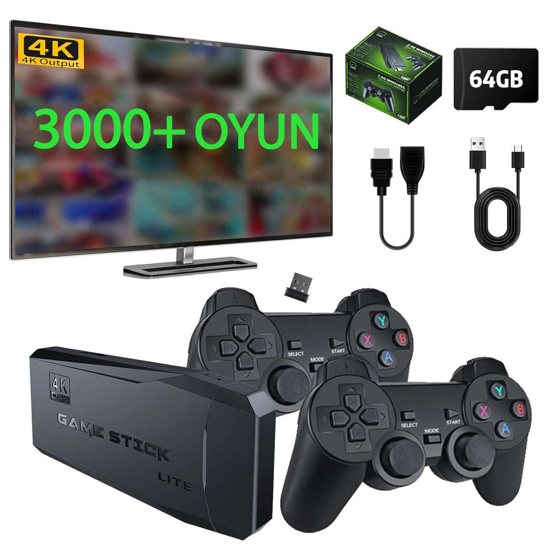 ROBEVE Wireless Dual Arm Games Console 3000+ Gaming 4K Full HD Game Console Game Stick TV Game Console Atari Game Console