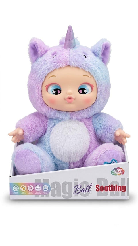 Baby Comfort Magic Ball Soothing Doll, Unicorn Theme, Purple Plush, Baby Comfort Toy