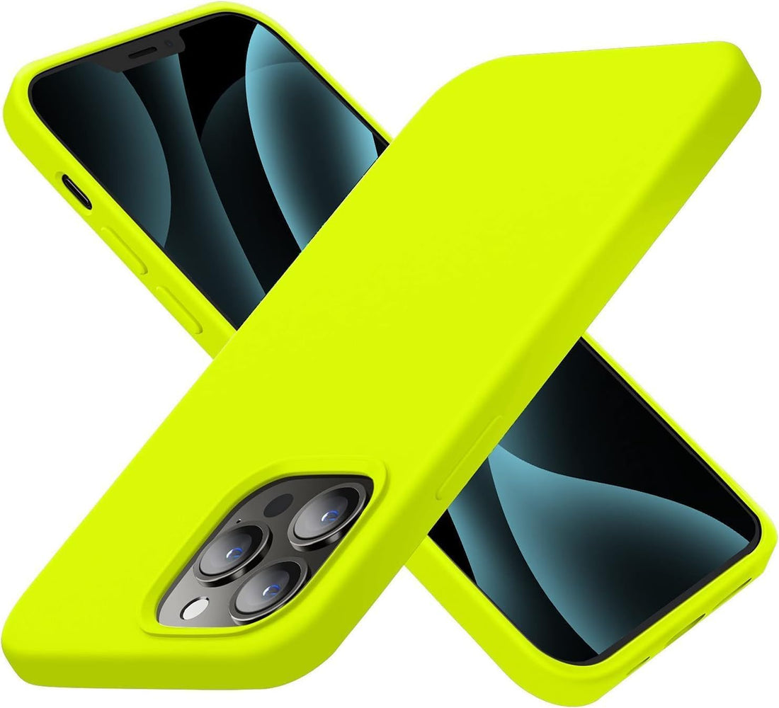 Nopatia Silicone Case for iPhone 13 Pro Max 6.7 inch Liquid Full Body Protection Shockproof Cover with Soft Anti-Scratch Microfiber Lining (Lemon)