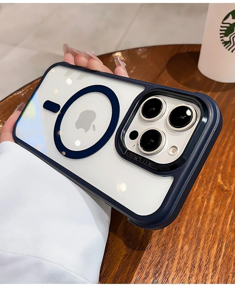 Eco Magnetic Case for iPhone 16 with Side Bumper, Compatible with Wireless Charging Cover, Clear TPU Bumper Slim Shockproof Protective Case for iPhone 16 (Blue)