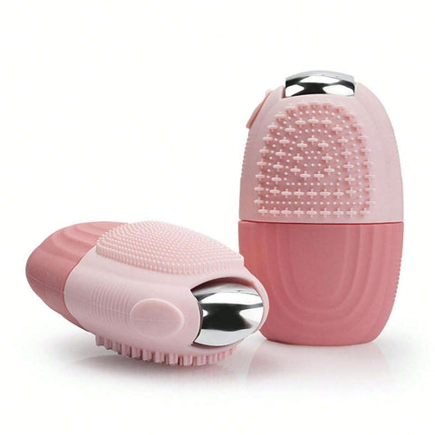 Plan A Ice Roller for Face, 3 in 1 Reusable Face Massage Roller with Shiny Metal Roller, Skin Tightening and Toning Tool with Brush for Cleansing Skin, Makeup Brushes, Puffy Eye Bags Remover