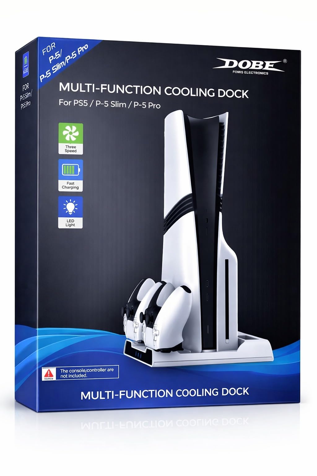 GET IN THE GAME Multifunctional Cooling Stand for PS5/PS5 Slim/PS5 PRO. Cooling Fan with 3 Different Modes, RGB Light & Fast Charging. Dual Controller Charging Dock for PS5/PS5 Slim/PS5 PRO - White