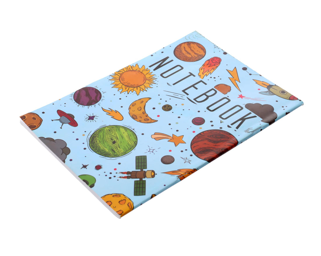 Extra Line University Notebook Stapled Ruled 60 Sheets Planets Design Coated Cover A4