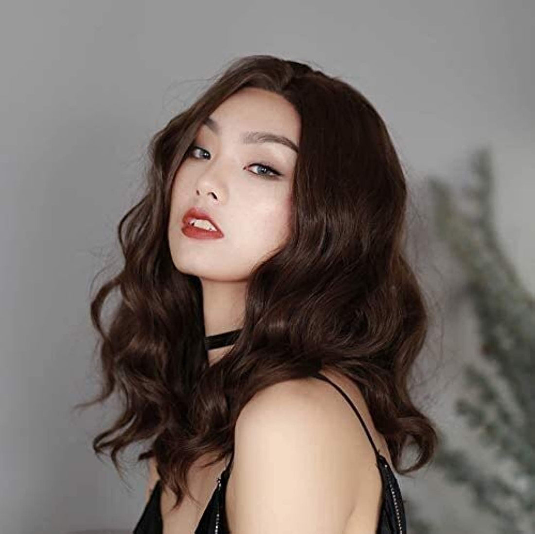 ECIF For Women Human Hair Hao Shuo Fashion Wig Ins Wind Front Lace Brown Mid-Length Curly Hair Handsome And Cool Party Street Wig, 19 In Natural
