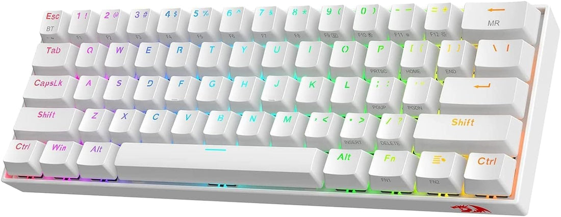 Redragon White Mechanical Gaming Wireless Keyboard | K530W-Pro Draconic 60% 61 Keys TKL | 2.4Ghz Bluetooth 3.0-5.0 USB | Compact Gamer Keyboard | Brown Switches | RGB Lighting