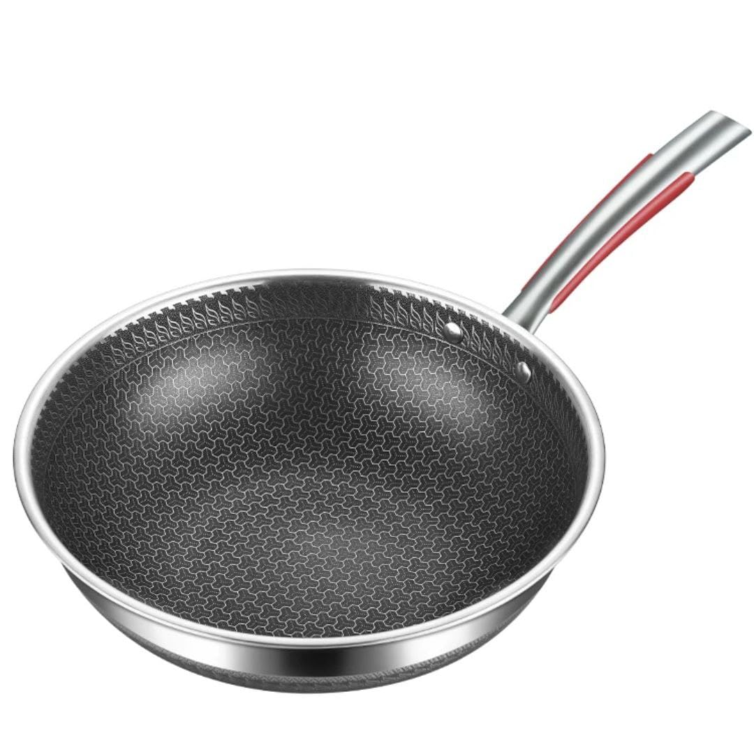 Next Store 304 Stainless Steel Frying Pan with Non-Stick Coating for Healthy and Even Cooking, 24 cm