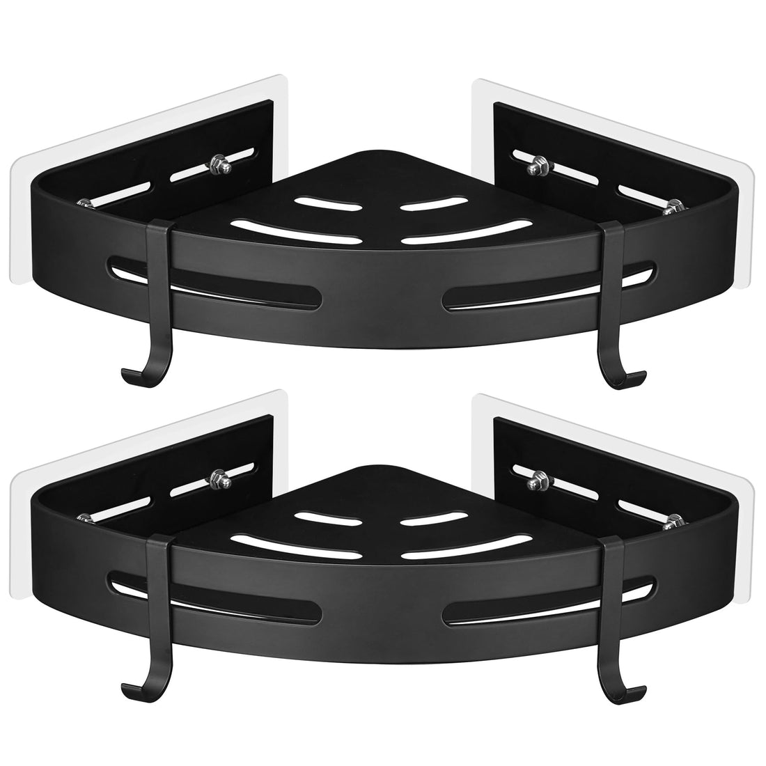Gricol Shower Corner Shelf No Drilling Space Aluminum Wall Mounted with Stickers Shower Caddy Basket Organiser for Bathroom 2 Tiers Black