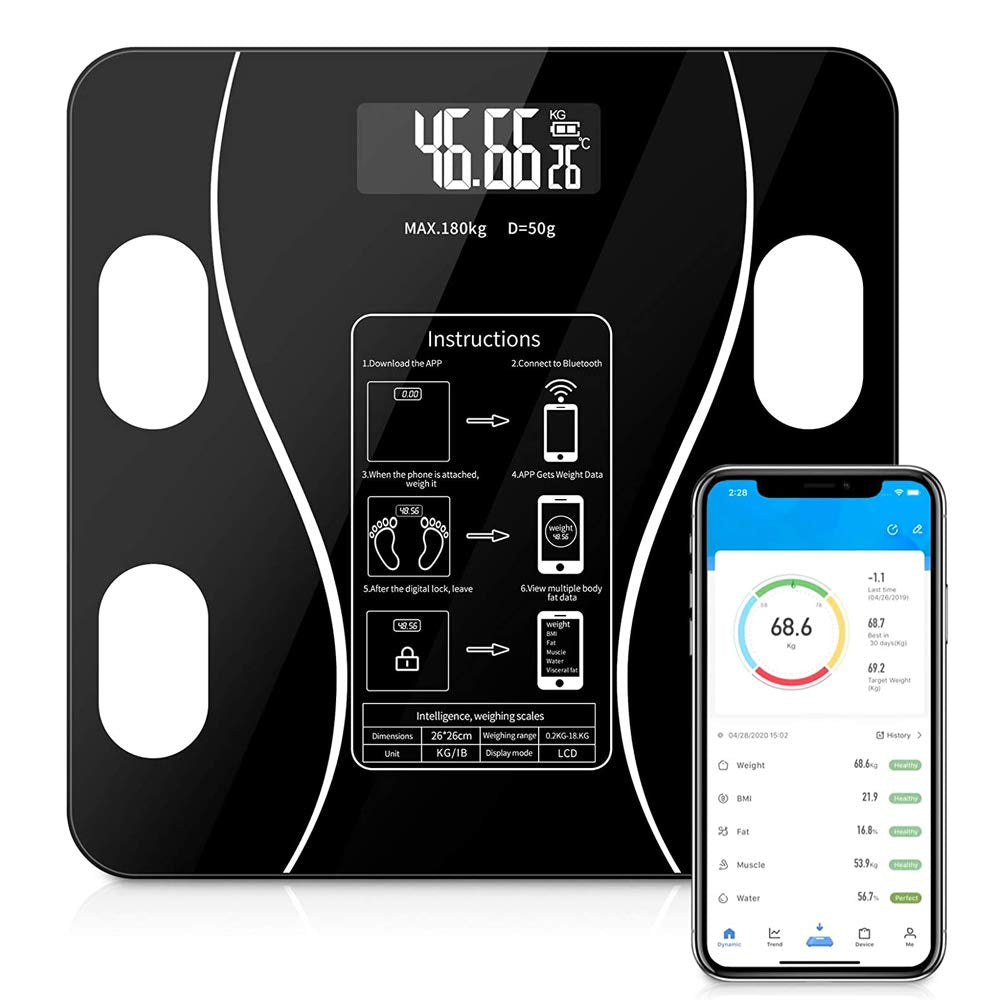 ANNA TOSANI Bluetooth Body Fat Scale, 79 Related Data High Precision Digital Smart Scale Body Composition Analyzer, Wireless Smart Digital Body Fat Scale, Compatible with Android