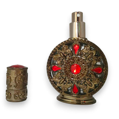 1 Pcs Empty Refillable Perfume Bottle - Essential Oils - Distinctively Decorated Perfume Vials 50ml/1.69oz (Round)