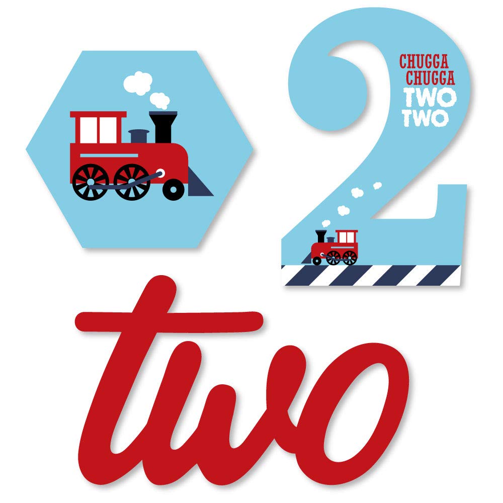 Big Dot of Happiness 2nd Birthday Railroad Party Crossing - DIY Shaped Steam Train Cut-Outs - 24 Count