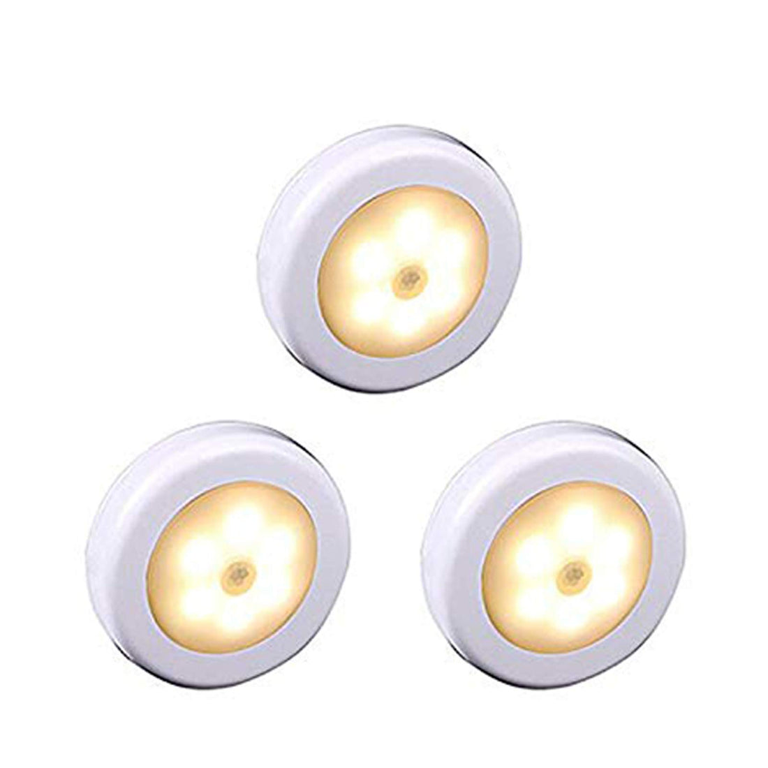 WRalwaysLX Wireless Motion Sensor LED Cabinet Light Stick-Anywhere Nightlight for Stairs Hallway,Closet,Kitchen, Bedroom, Cupboard (009 3pcs Warm Light- White Shell)