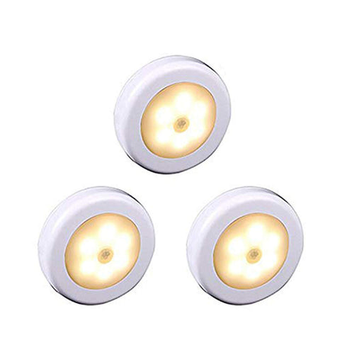WRalwaysLX Wireless Motion Sensor LED Cabinet Light Stick-Anywhere Nightlight for Stairs Hallway,Closet,Kitchen, Bedroom, Cupboard (009 3pcs Warm Light- White Shell)