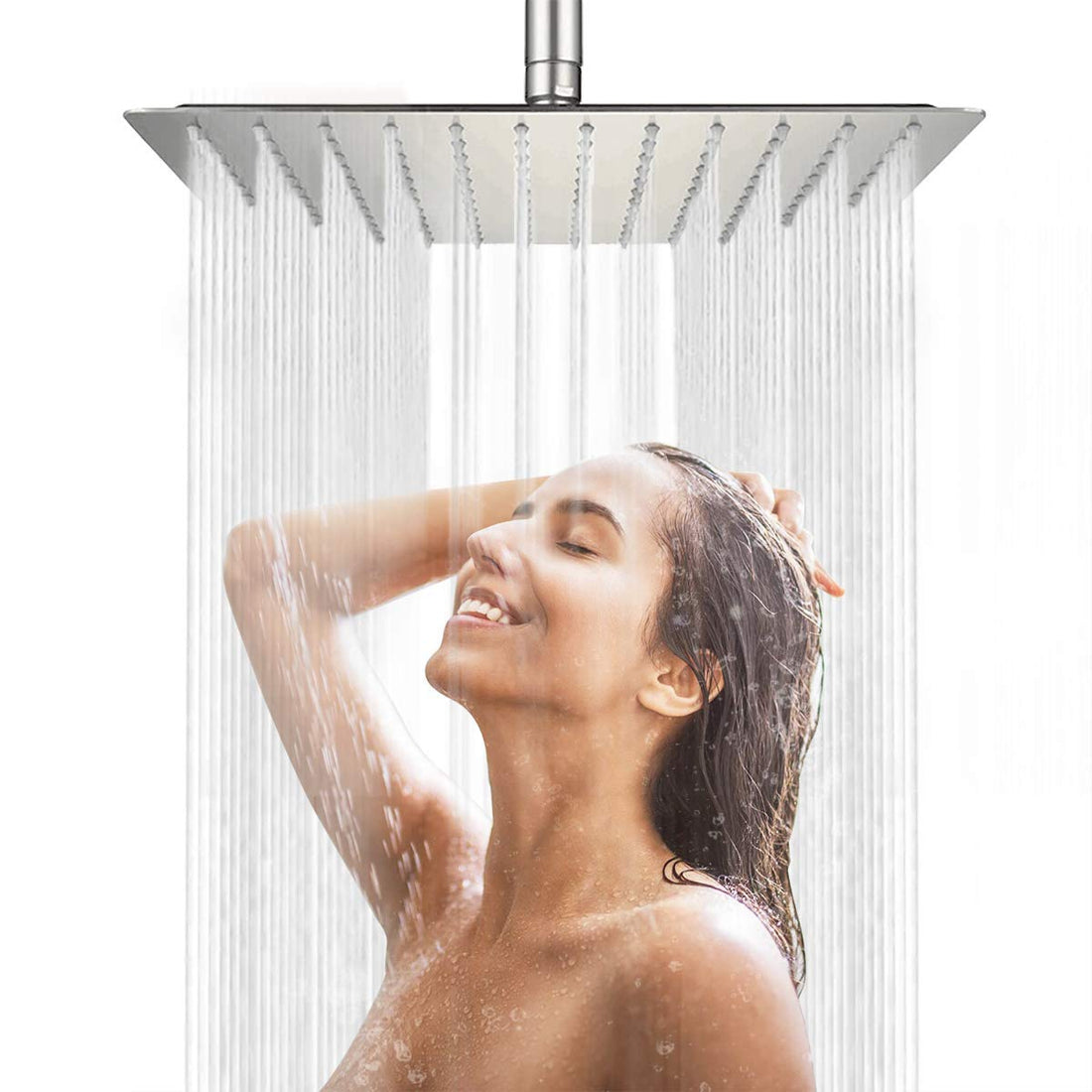 AWARA 12 Inch Rain Shower Head, High Pressure Rainfall Square Shower Head, Ultra Thin 304 Stainless Steel Large Shower Head Brushed Nickel, Full Body Coverage Modern Waterfall Shower Head for Bathroom