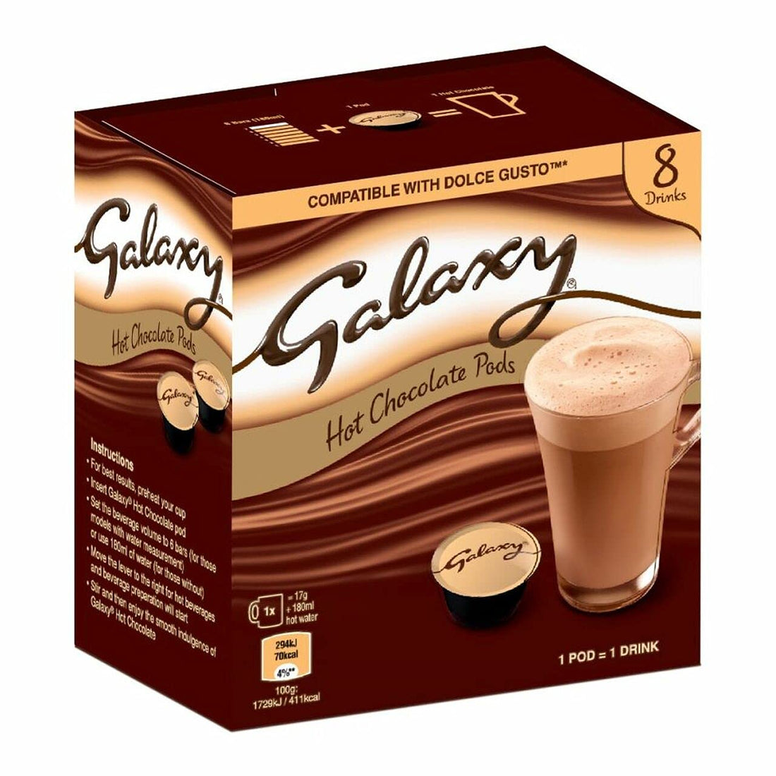Galaxy Hot Chocolate Dolce Gusto Compatible 8 Pods
