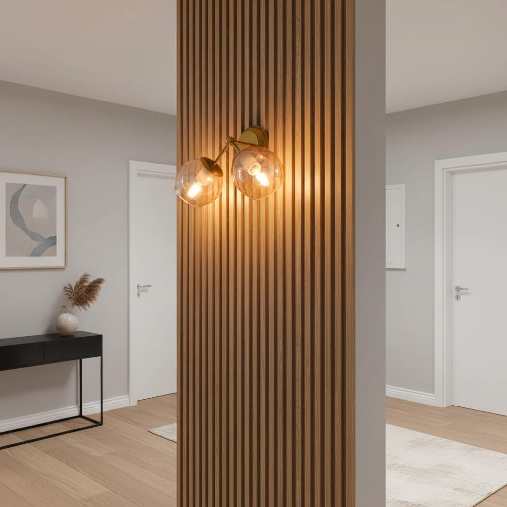 Oops Modern Decorative Indoor Wall Light Fixture, WCH701-2 Daky Wall Lamp, 25 x 10 cm, Home Interior Lighting for Living Rooms Bedrooms Hallways, Contemporary Wall Light Champaign