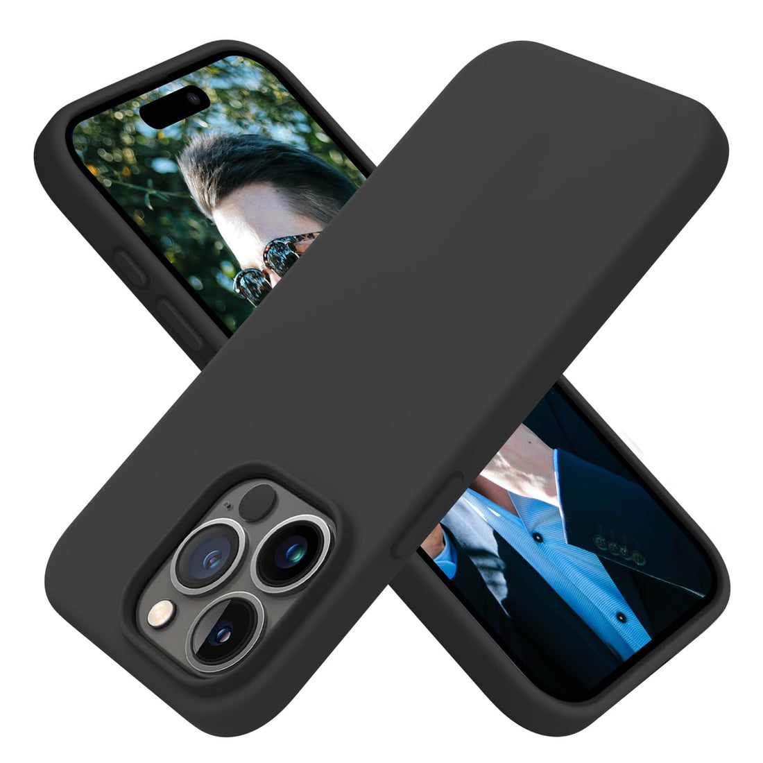 OTOFLY Compatible with iPhone 15 Pro Max Case,[Silky and Soft Touch Series] Premium Soft Liquid Silicone Rubber Full-Body Protective Bumper Case for iPhone 15 Pro Max (Black)