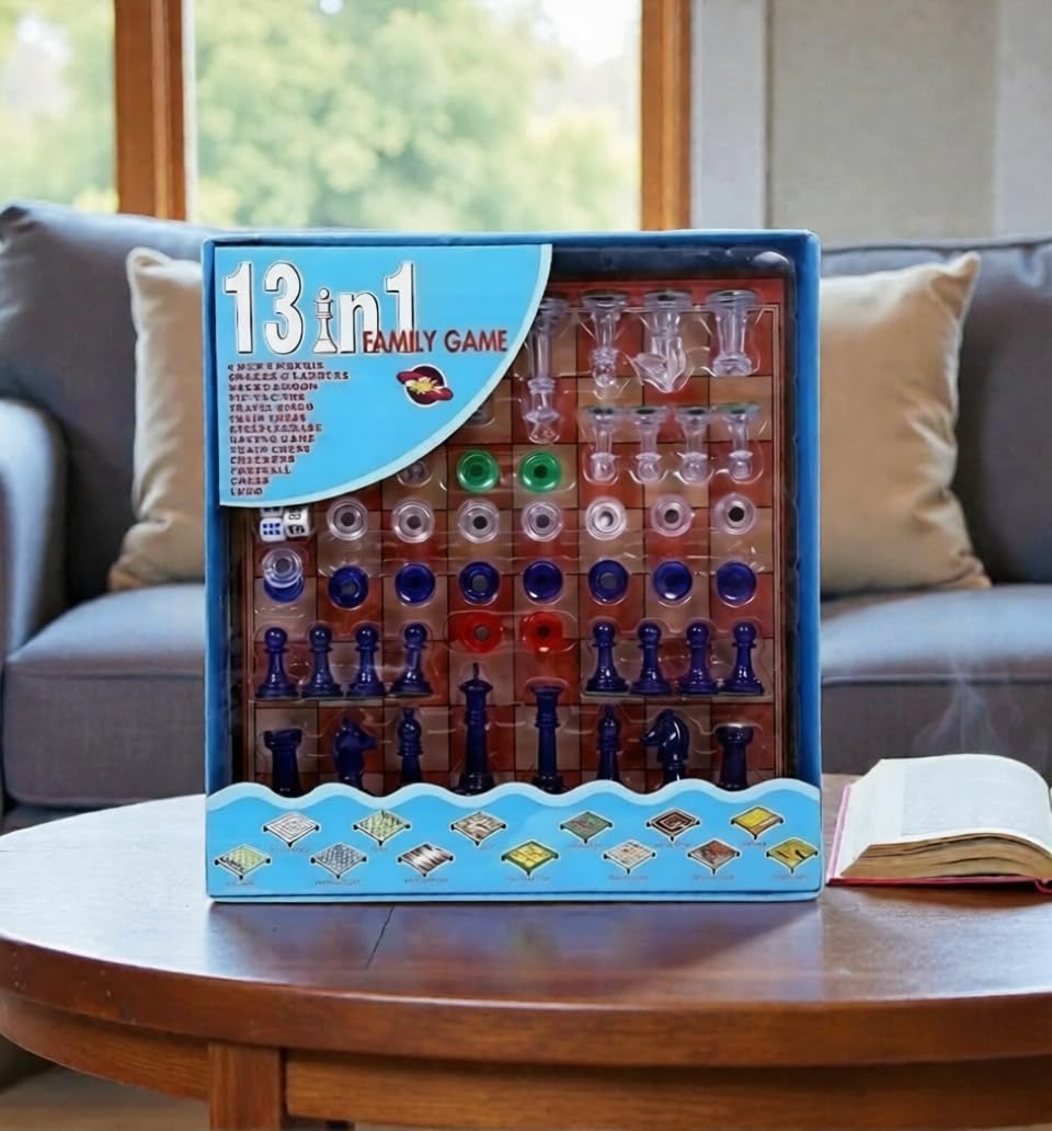 13 in 1 Family Game, Including Chess, Ladder, Snake, Ludo, Multi Games, for Kids and Family